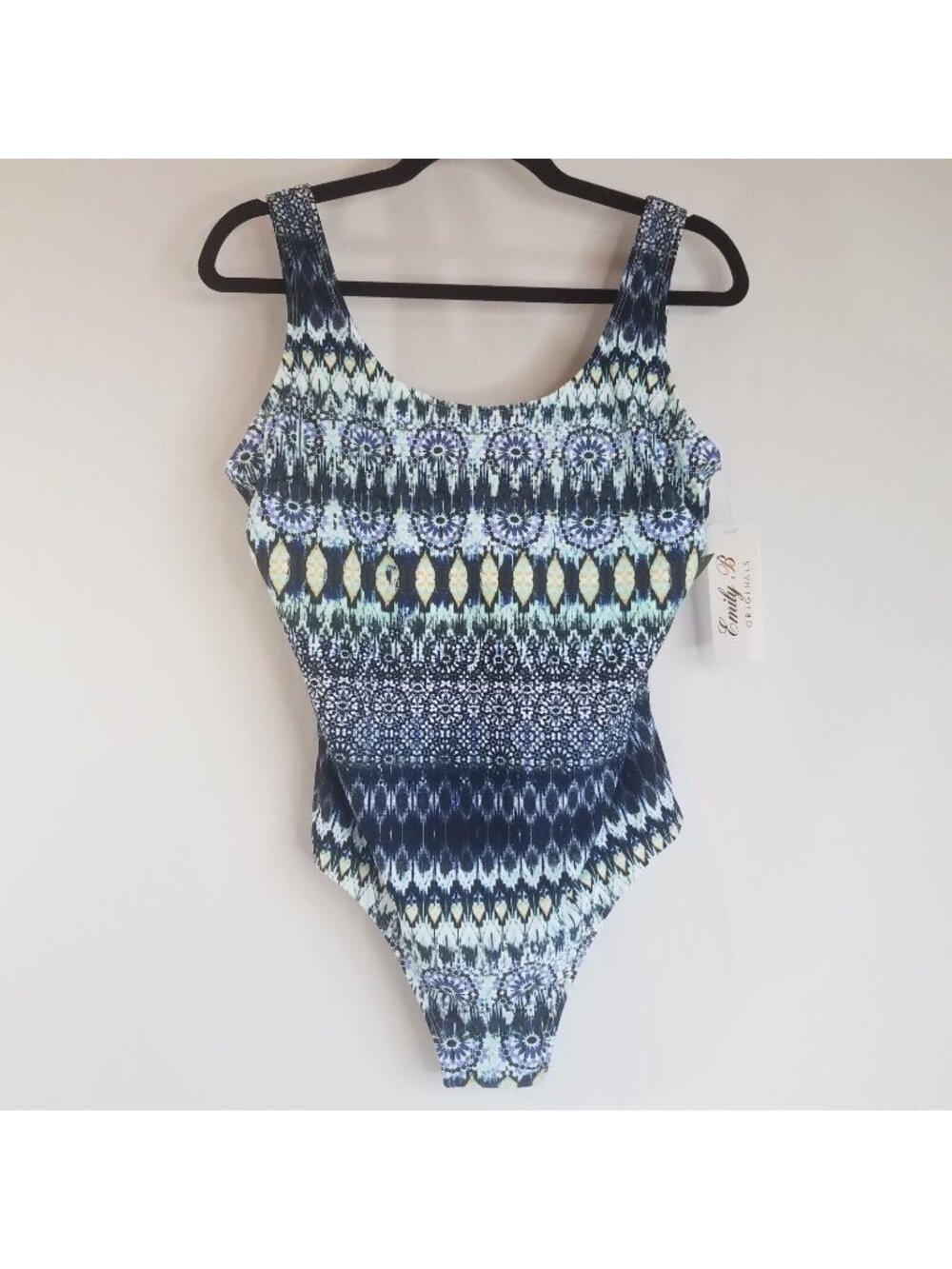 Emily B Originals One Piece Swimsuit Womens SIZE XL Geometric Print Black Purple